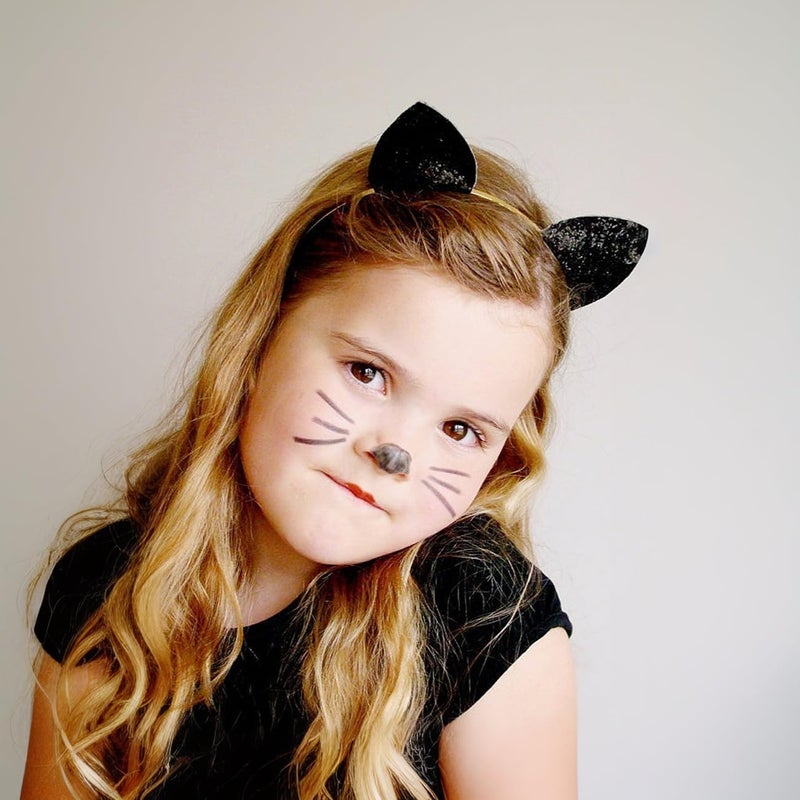 Merroyal Glitter Cat Ears Headband Halloween Fancy Dress Cat Woman Hairband Cosplay (Black) - Image 2